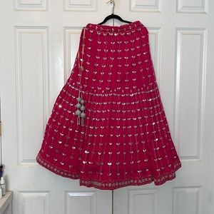 BRAND NEW Hot pink lengha choli with mirror work
